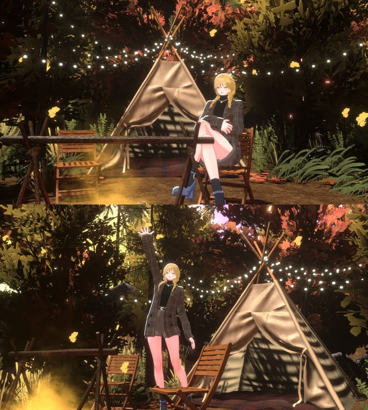 Camping in the autumn woods
